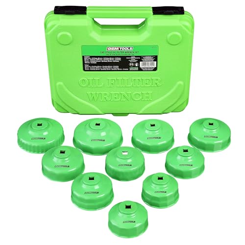 OEMTOOLS 87151 10-Pc Flute Oil Filter Wrench Set Non-Slip Grip & 3/8″ Drive