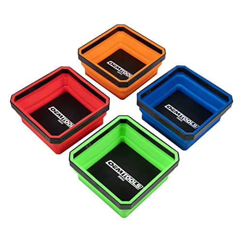 OEMTOOLS 26052 4-Pc Collapsible Magnetic Tray Set 4-1/2″ for Small Parts